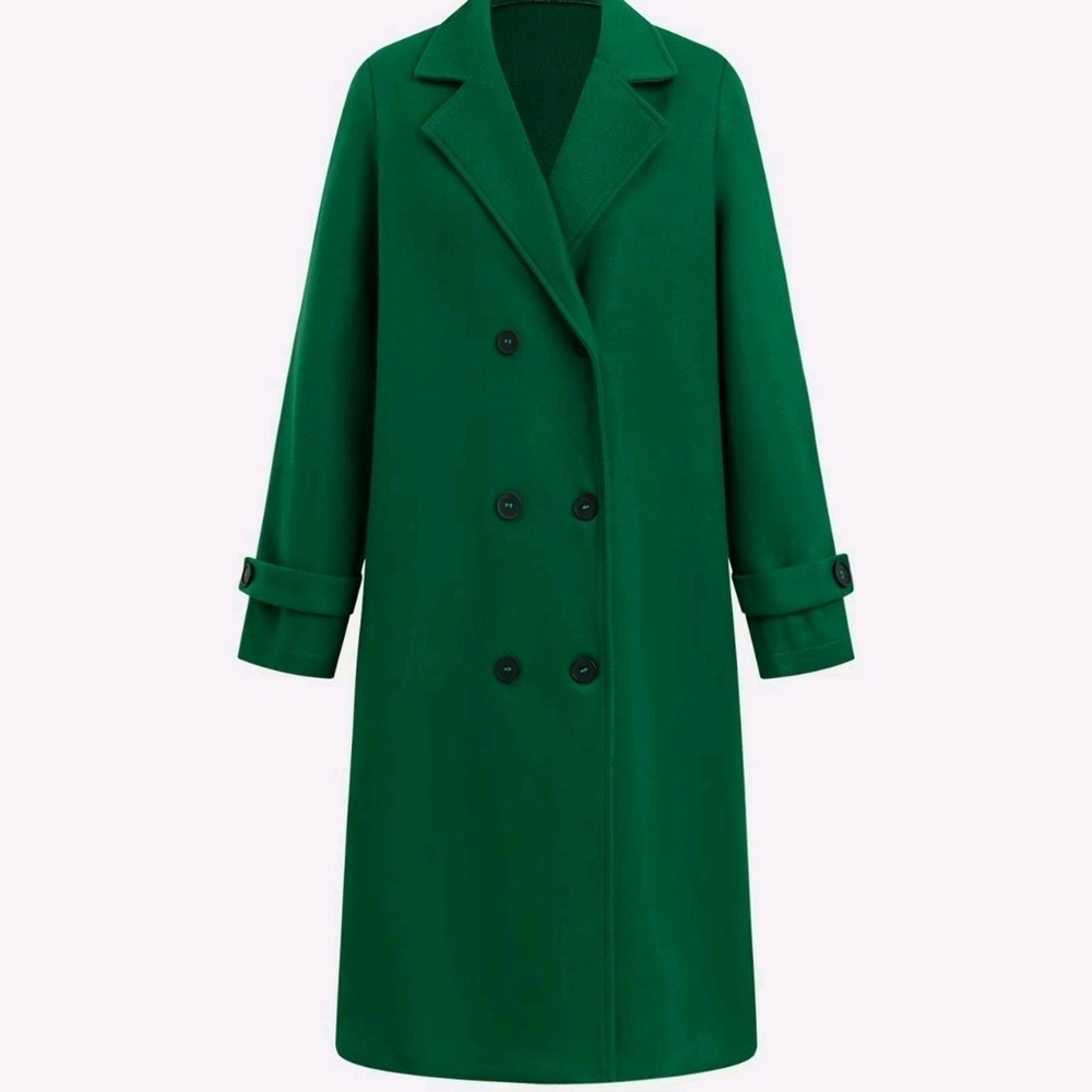 Elegant Green Double-Breasted Coat